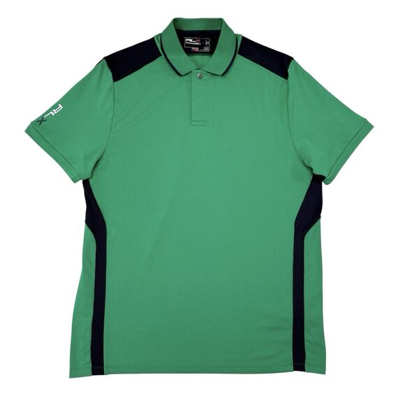 RLX Ralph Lauren Golf Polo Shirt Mens Size Medium Green Blue Breathable Stretch - Picture 1 of 9